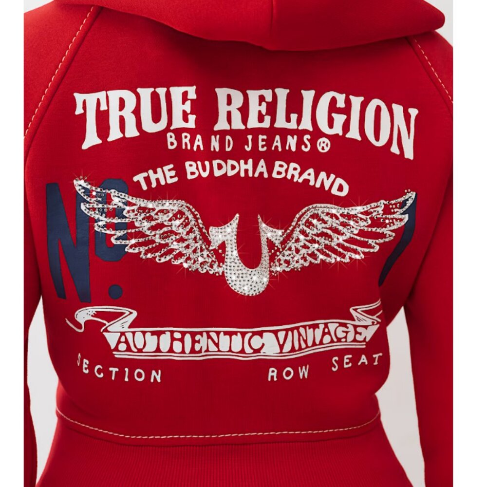 TRUE RELIGION Shrunken Crystal Wing Zip Hoodie - Multiple sizes - Picture 3 of 7
